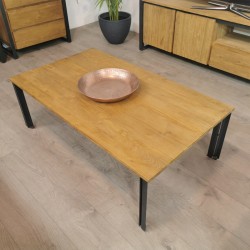 Table basse rectangulaire teck et métal 120x70 Sacha