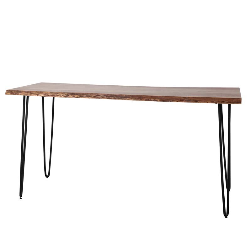 Table haute en acacia sur pieds fins en métal 180x70