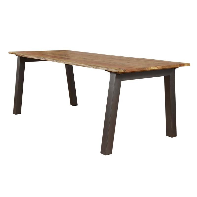 Table à manger en acacia et métal Table à manger en acacia et métal