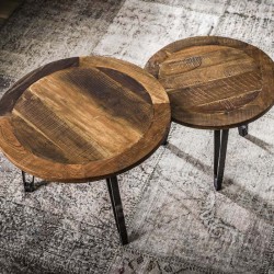 Table gigognes en bois recyclé 50 et 60 cm