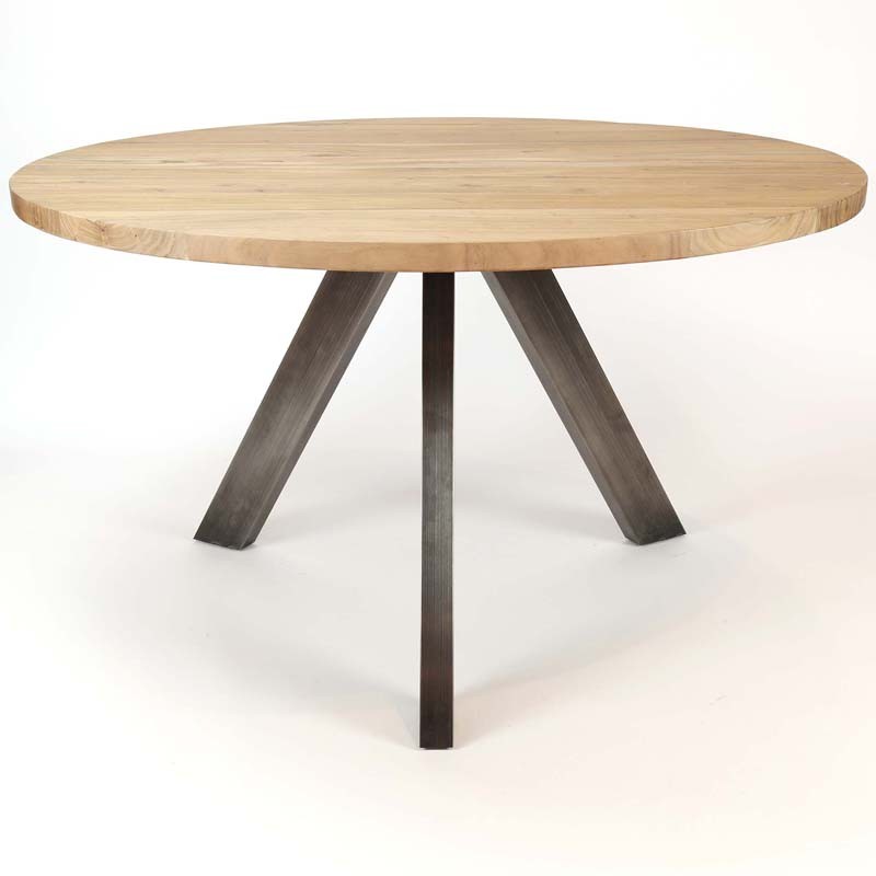 Table ronde en bois d’acacia et métal
