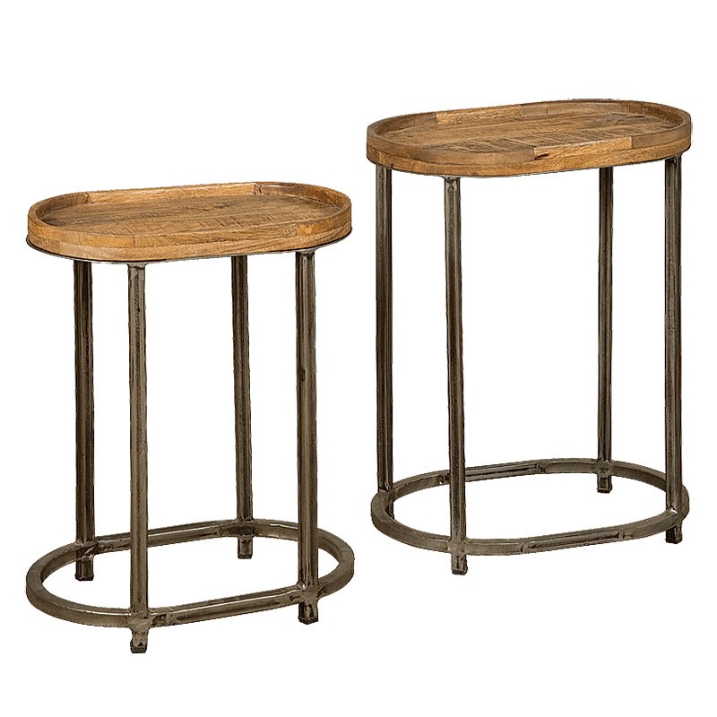 Lot 2 tables basses manguier et métal Harold Lot 2 tables basses manguier et métal Harold