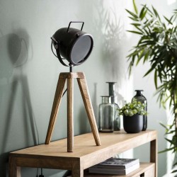 Lampe de table style design 1 spot en métal sur pieds manguier