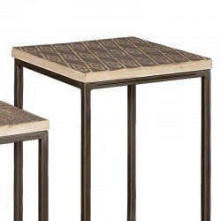 Ensemble 2 tables basses carrées bois et métal