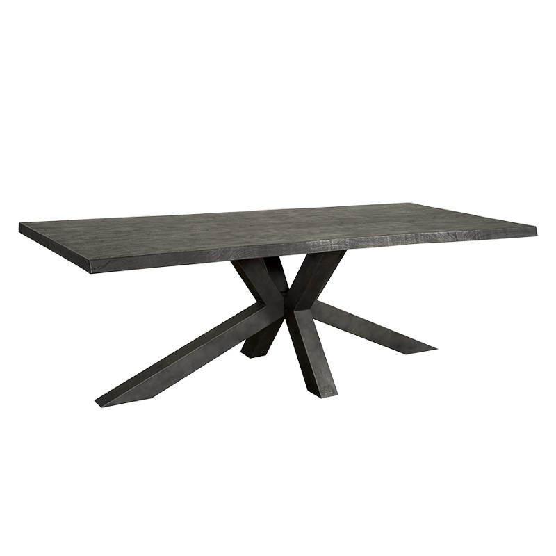 Table à manger en acacia noir et en métal Sylvana Table à manger en acacia noir et en métal Sylvana
