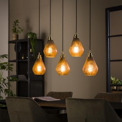 Suspension industrielle 5 lampes en verre brun