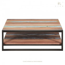 Table basse en bois et métal 100x100 industry