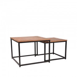Ensemble tables basses industrielles bois et métal Couple 60