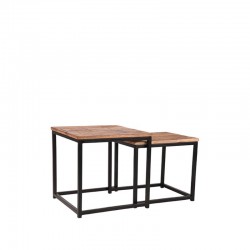 Ensemble tables basses industrielles bois et métal Couple 45