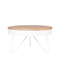 Table basse industrielle bois et métal Safran blanc