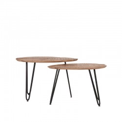 Ensemble tables basses industrielles bois et métal Frosk