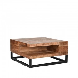 Table basse industrielle bois et métal Cube