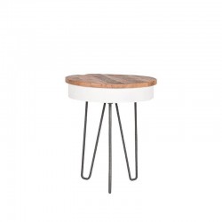 Table d’appoint bois de manguier et métal Safran 53 blanc