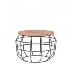 Table d’appoint bois de manguier et métal Pexel 56x38 gris