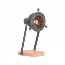 Lampe de table industrielle bois et métal Grid argenté