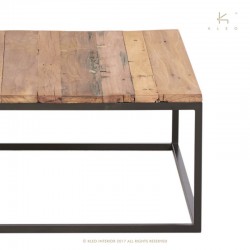 Table basse carrée bois et métal 90x90 Malaga