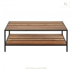 Table basse rectangulaire 2 plateaux bois et métal Malaga