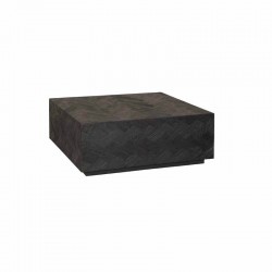 Table basse industrielle noire bois et métal Ziana 100x100