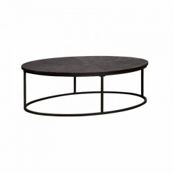 Table basse industrielle ovale noire en bois et métal Volia