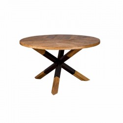 Table à manger industrielle ronde en bois et métal Volia