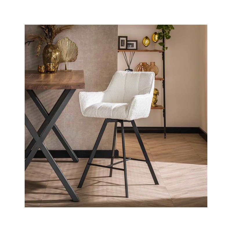 Tabouret de Bar Tissu Blanc Tabouret de Bar Tissu Blanc