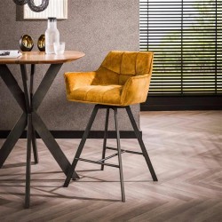 Tabouret de Bar Tissu Doré