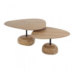 Tables Basse Bois Acacia Fond Blanc