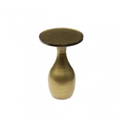 Table d'appoint S Verre et Métal Dorée Fond Blanc
