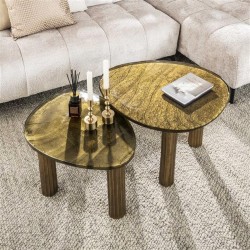 Table basse L Verre Dorée Vue Dessus