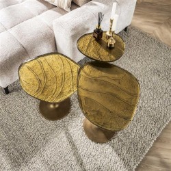 Table d'Appoint En Verre Dorée Vue Dessus