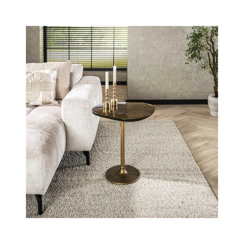 Table d'Appoint Verre Dorée