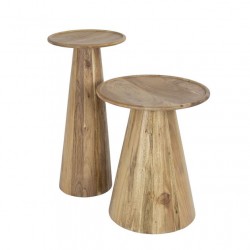 Table d'Appoint Acacia Massif Fond Blanc