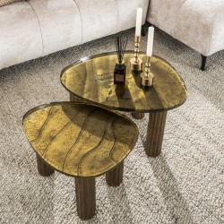 Table basse M Verre Dorée Vue Dessus