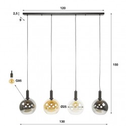 Suspension 4 Lampes En Verre Dimensions