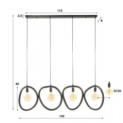 Suspension Métal design Dimensions