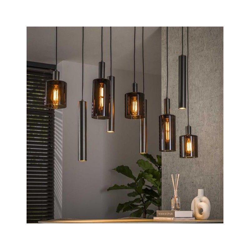 Suspension Verre et Métal 9 Lampes