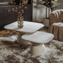 Table d'Appoint Blanc Cassé Ensemble