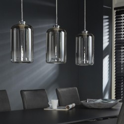 Suspension cylindriques en verre style moderne 3 ampoules