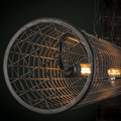 Suspension horizontal en métal grillagé de style industriel 2 ampoules