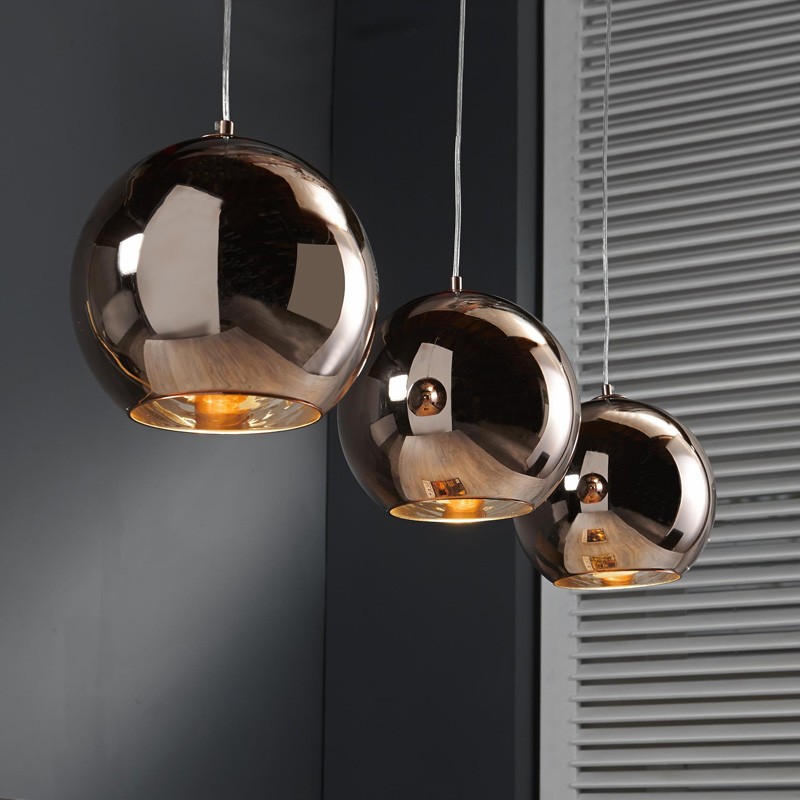 Suspension ronde en cuivre de style rétro vintage 3 ampoules