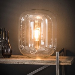 Lampe de table une ampoule à l’intérieur d’une cloche en verre de style industriel et moderne