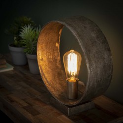 Lampe de table rond ouvert sur socle rectangulaire de style moderne