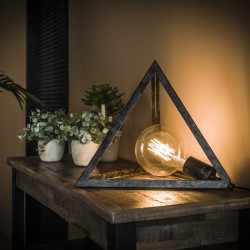 Lampe de table 1 ampoule ossature en métal triangulaire de style industriel