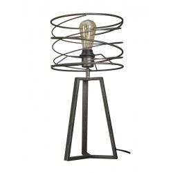 Lampe de table un abat-jour cylindrique en bandes de métal assemblées en spirale de style industriel