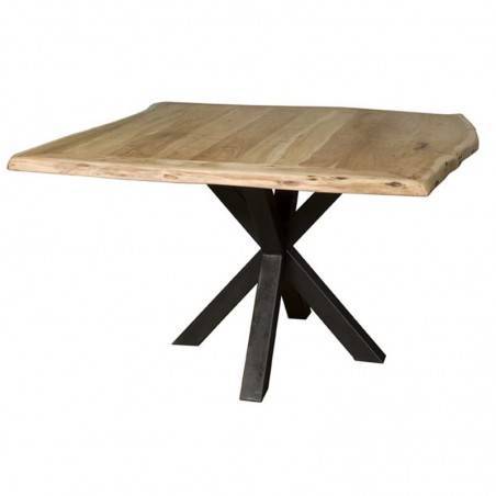 Table ovale MAXIME 215 cm en acacia massif avec pied central en métal