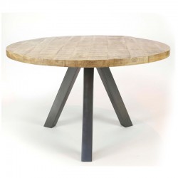 Table à manger ronde à vendre en bois manguier et pieds en métal