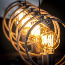 Suspension circulaire sept ampoules de style industriel contemporain