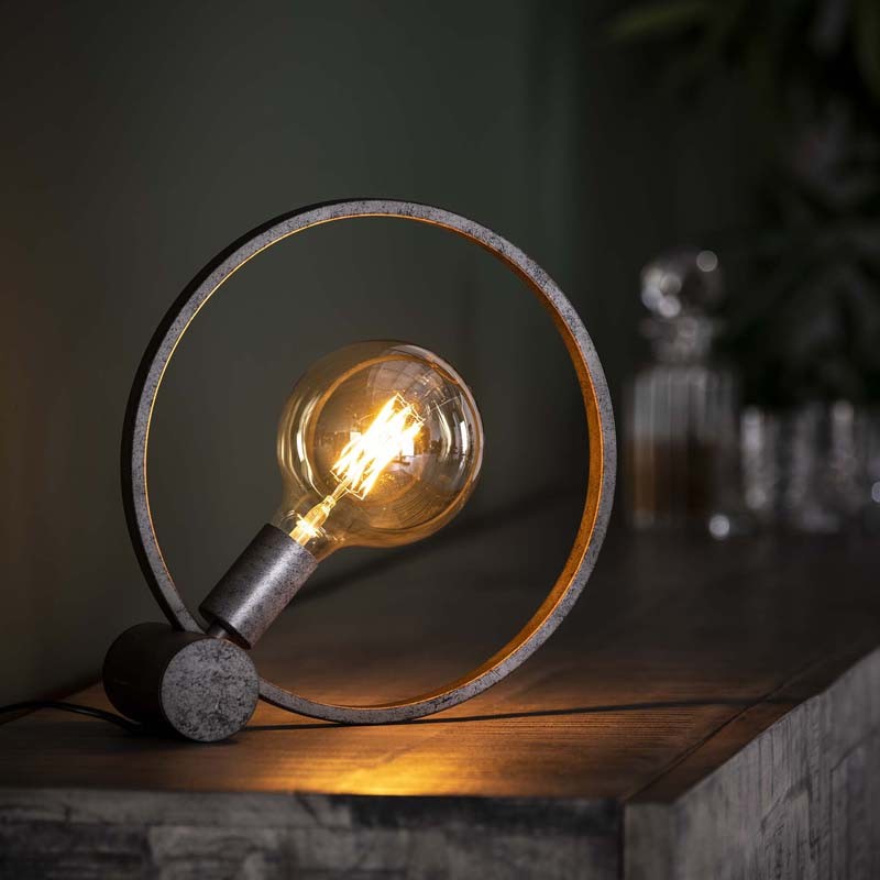 Lampe de table circule une ampoule de style industriel contemporain