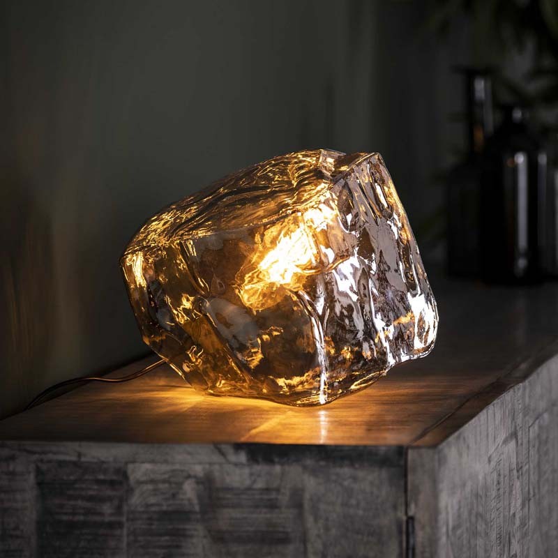 Lampe de table forme rocher en verre soufflé bouche de style contemporain